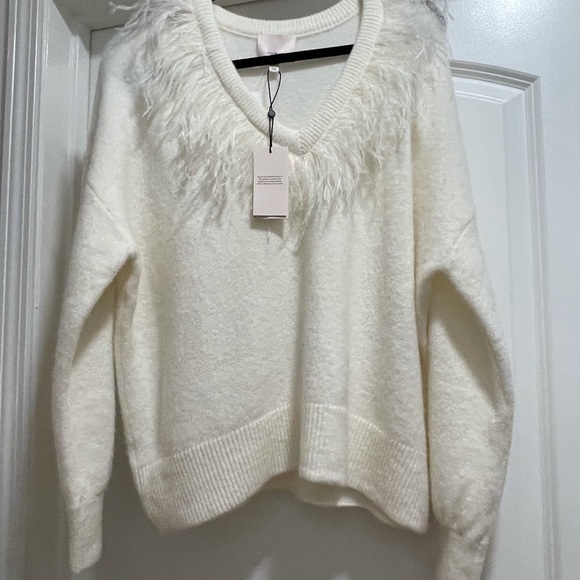 Cinq a sept white feather sweater - Picture 7 of 8